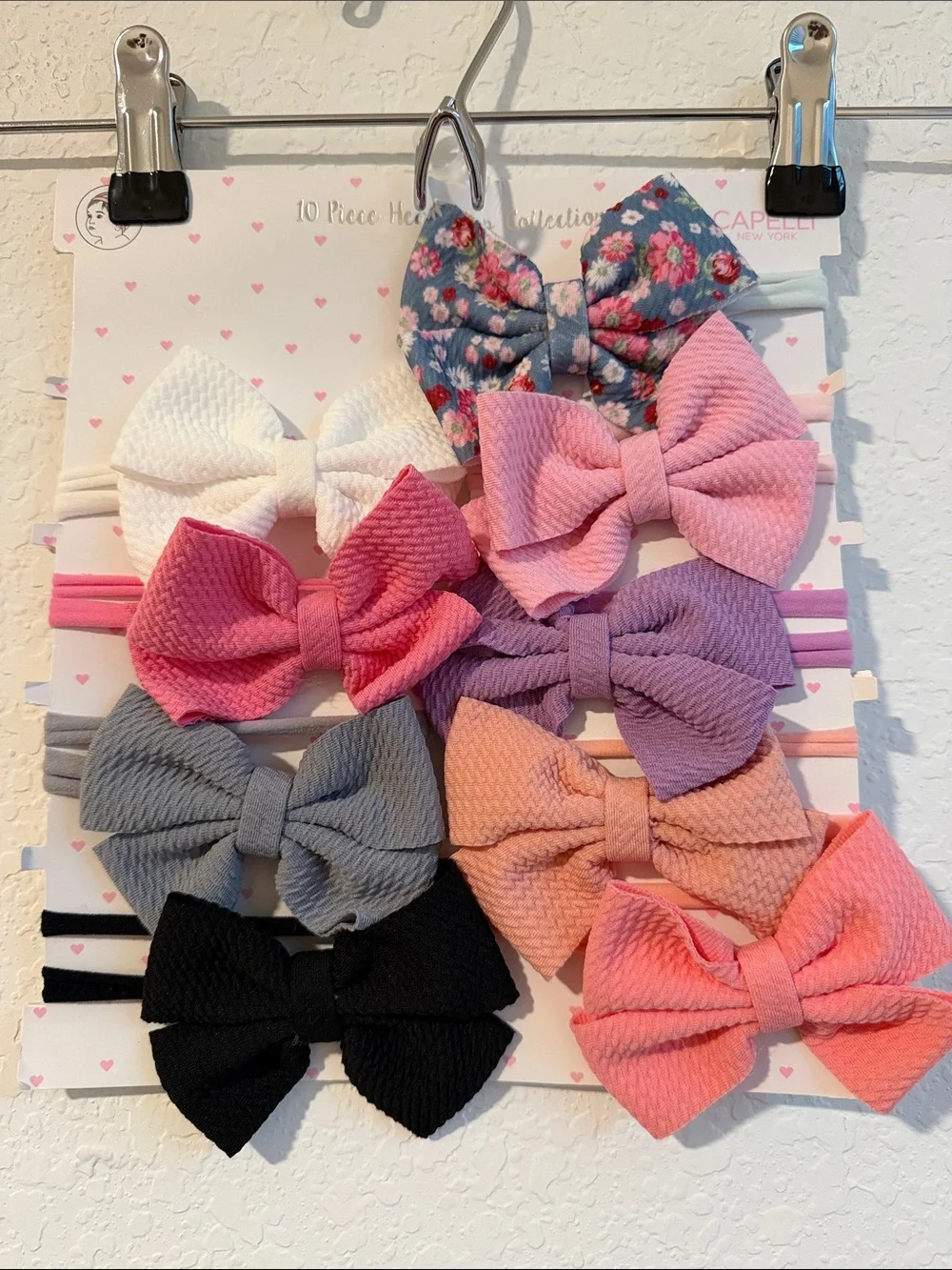 Capelli of New York Kids 10-Piece Bow Headband Set - Multi Pink & Neutral
